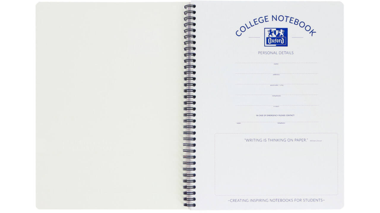 Collegeblok Oxford School A4+ lijn 23-gaats 160 pagina's 80gr zwart