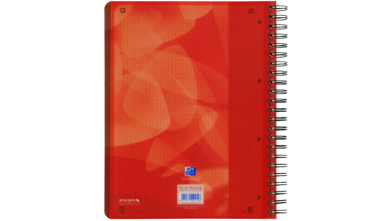 Projectboek Oxford School A4+ ruit 5x5mm 4-gaats 240 pagina's rood