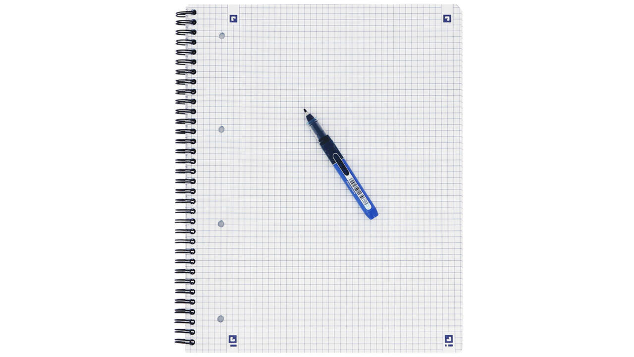 Collegeblok Oxford A4+ ruit 5x5mm 4-gaats 180 pagina's 80gr zwart
