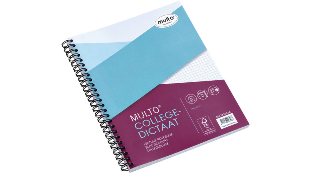 Collegeblok Multo A5 ruit 5x5mm 17-gaats 160 pagina's 80gr wit