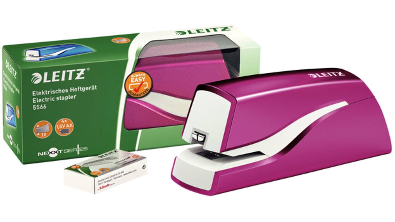 Nietmachine Leitz NeXXt WOW contactloos 10 vel roze