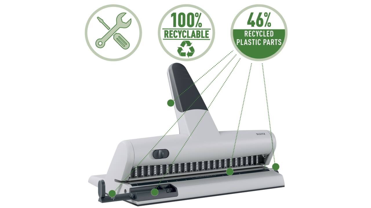 Perforator Leitz 5115 heavy duty 23 gaats zilver