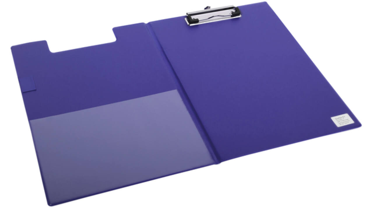 Klembordmap Quantore A4 staand PVC blauw met 100mm klem + penlus