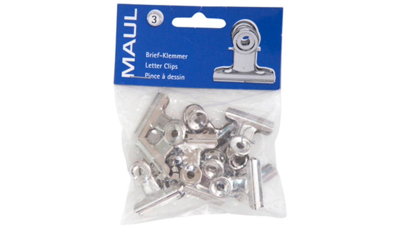 Papierklem MAUL Bulldog 30mm capaciteit 10mm zilver