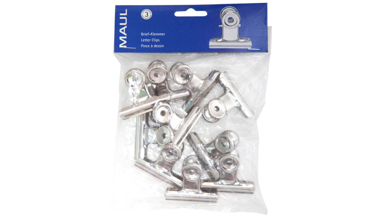 Papierklem MAUL Bulldog 50mm capaciteit 20mm zilver