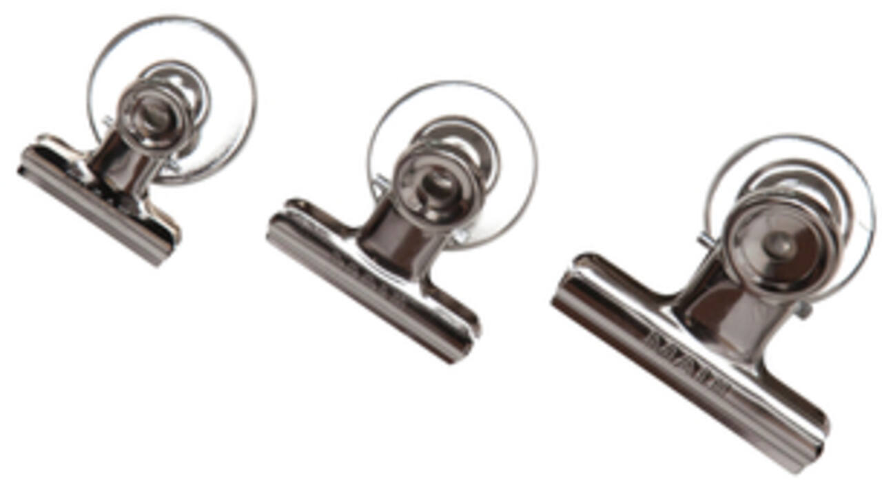 Papierklem MAUL Bulldog met magneet 30mm capaciteit 10mm zilver