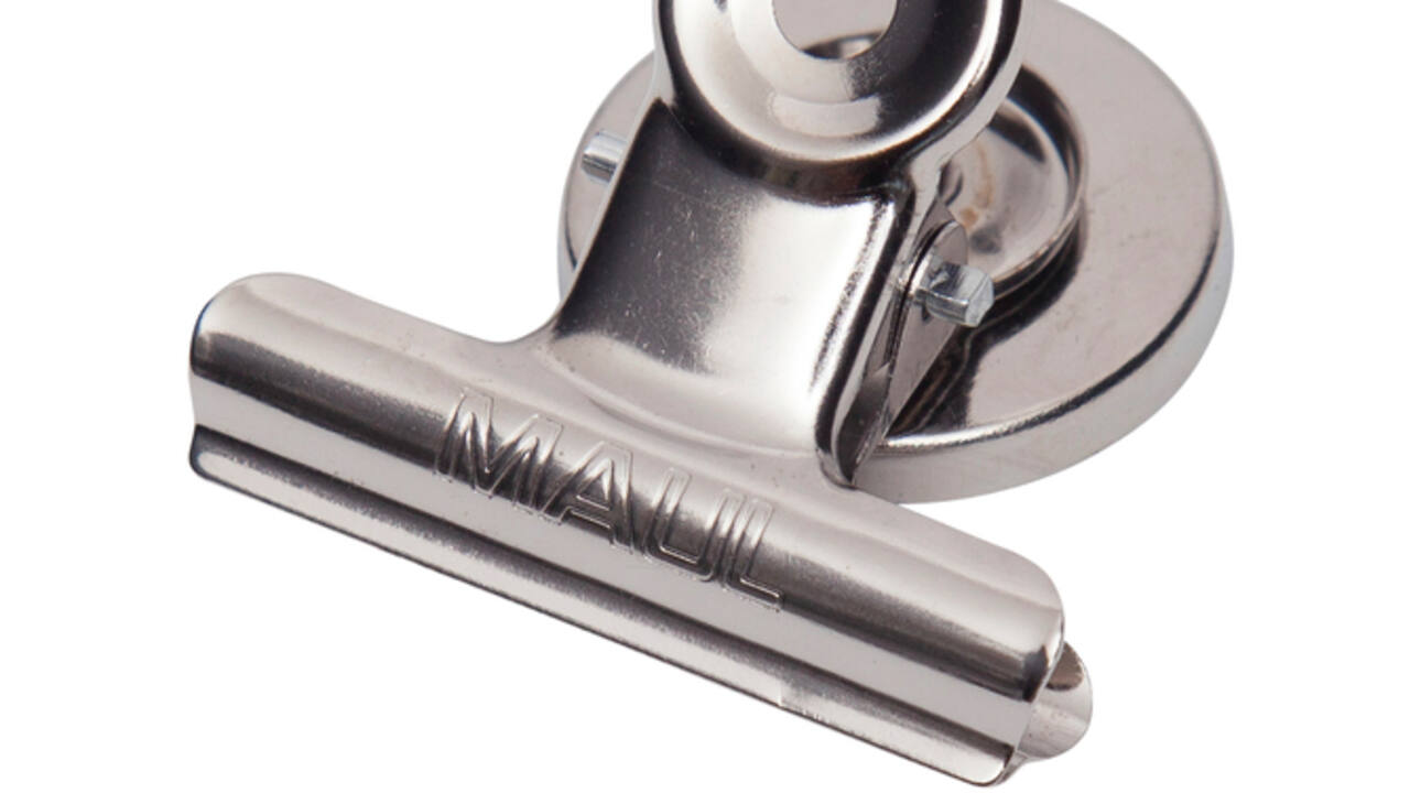 Papierklem MAUL Bulldog met magneet 40mm capaciteit 15mm zilver