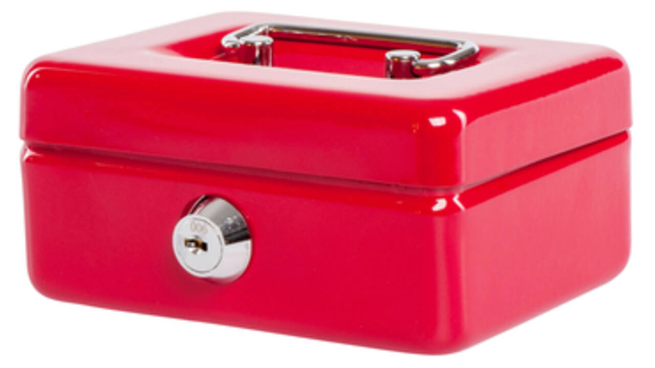 Geldkist MAUL met muntgleuf en slot 125x95x60mm rood