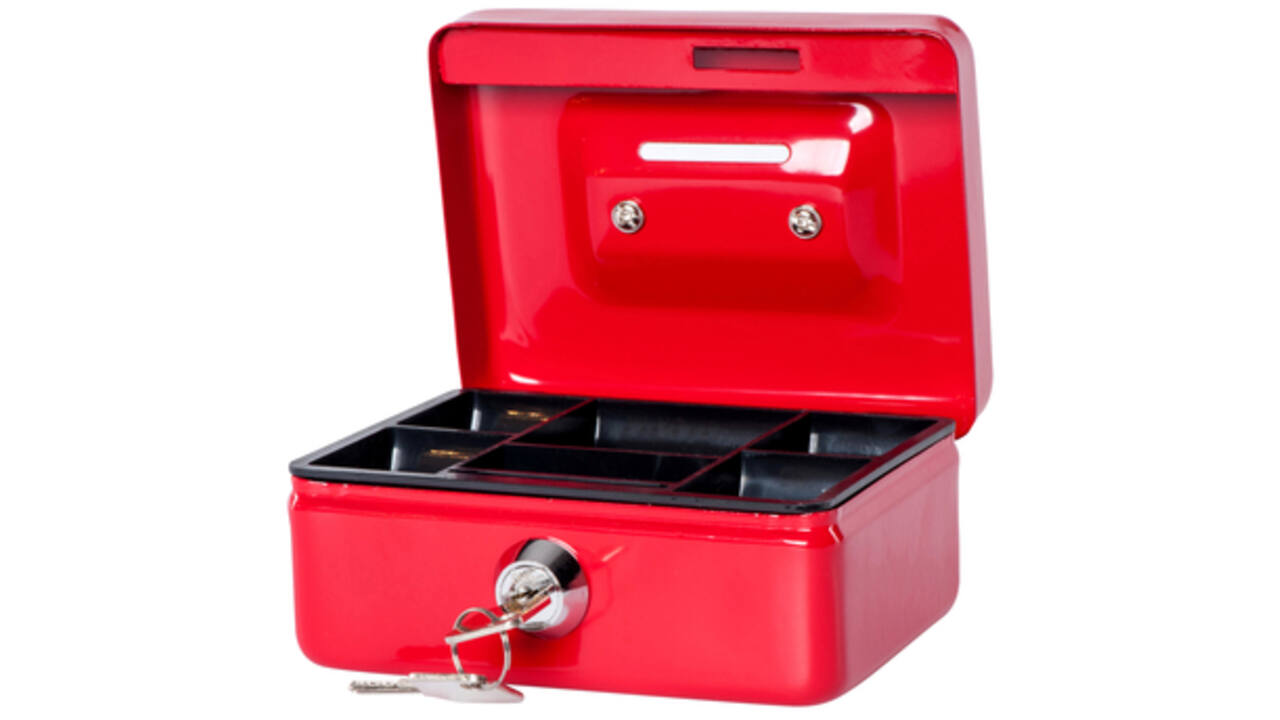Geldkist MAUL met muntgleuf en slot 125x95x60mm rood