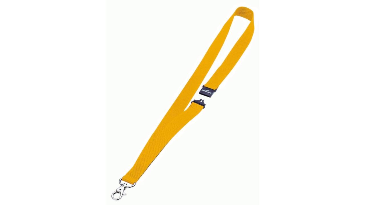 Textielkoord Durable 8137 met karabijnhaak geel