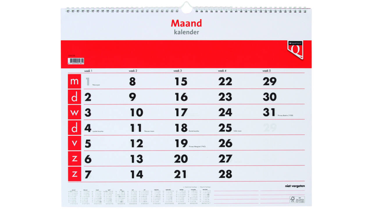 Maandkalender 2026 Quantore