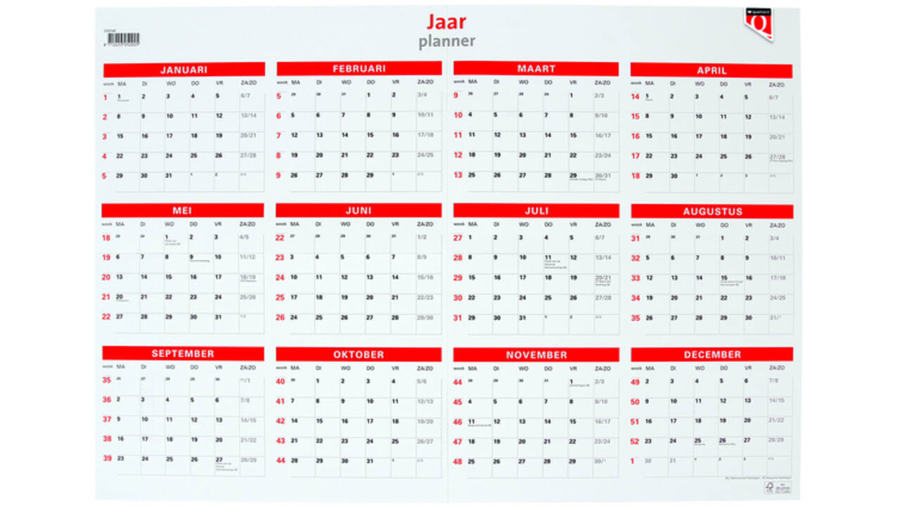 Jaarplankalender 2026 Quantore 48x68cm