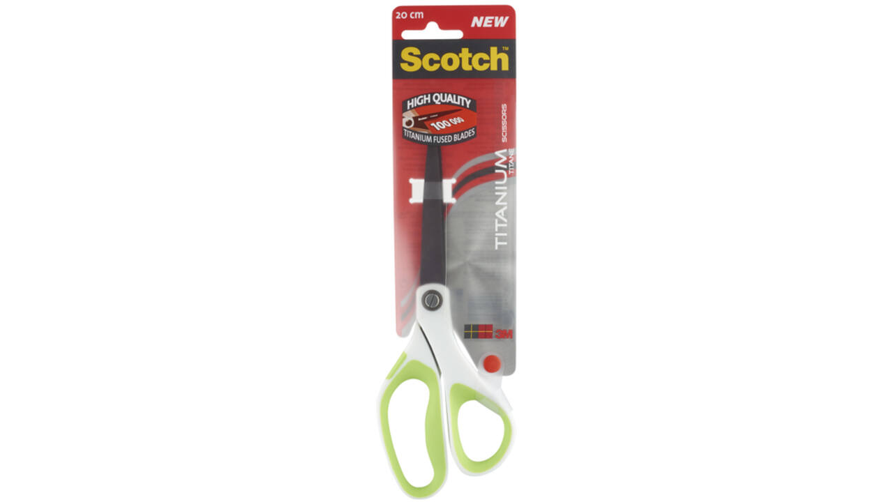 Schaar Scotch 20cm titanium met groot oog groen blister