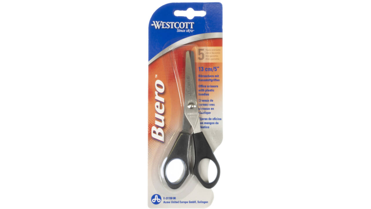 Kantoorschaar Westcott 130mm met kunststof grip rvs