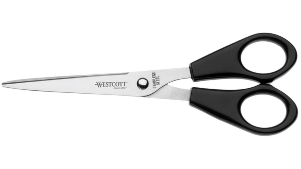 Kantoorschaar Westcott 155mm met kunststof grip rvs