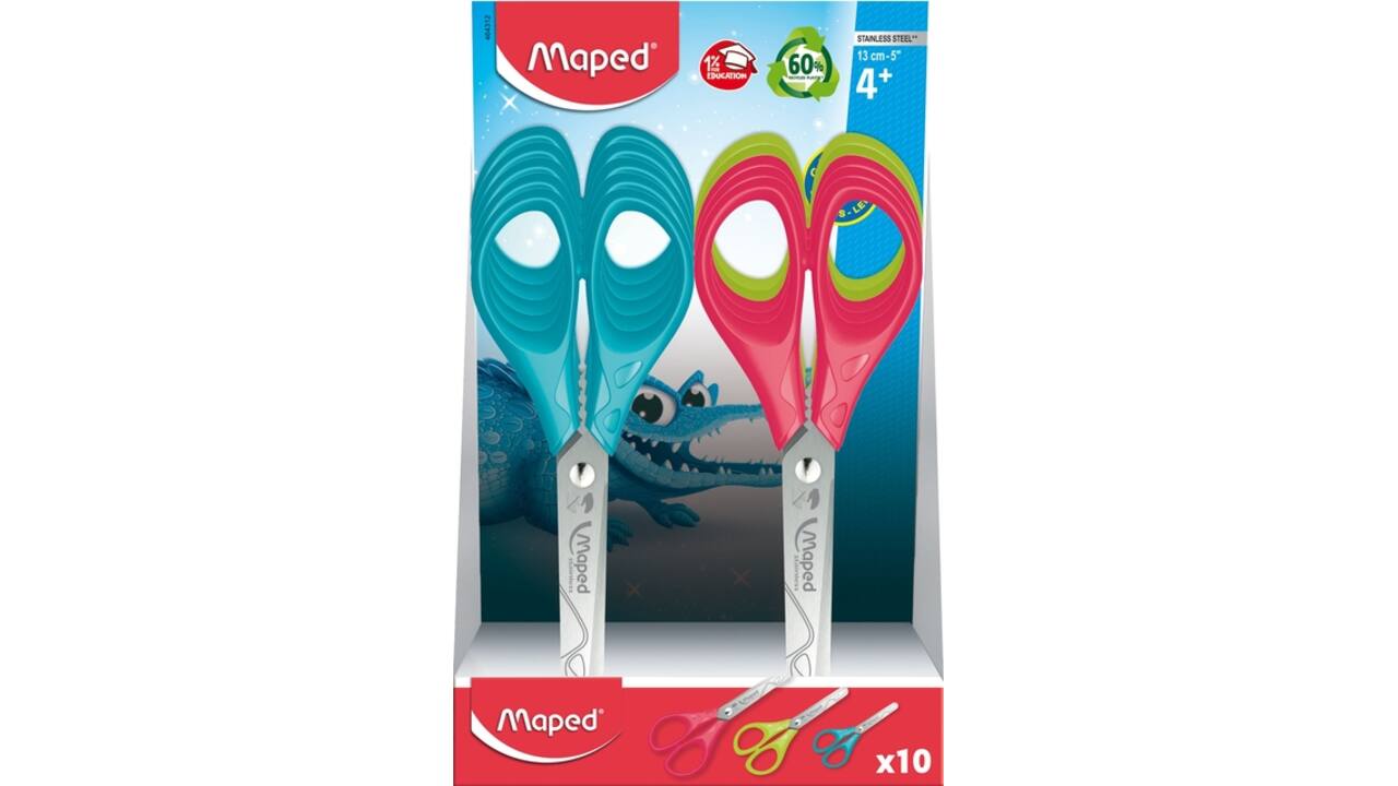 Schaar Maped Essentials 13cm links display á 10 stuks assorti