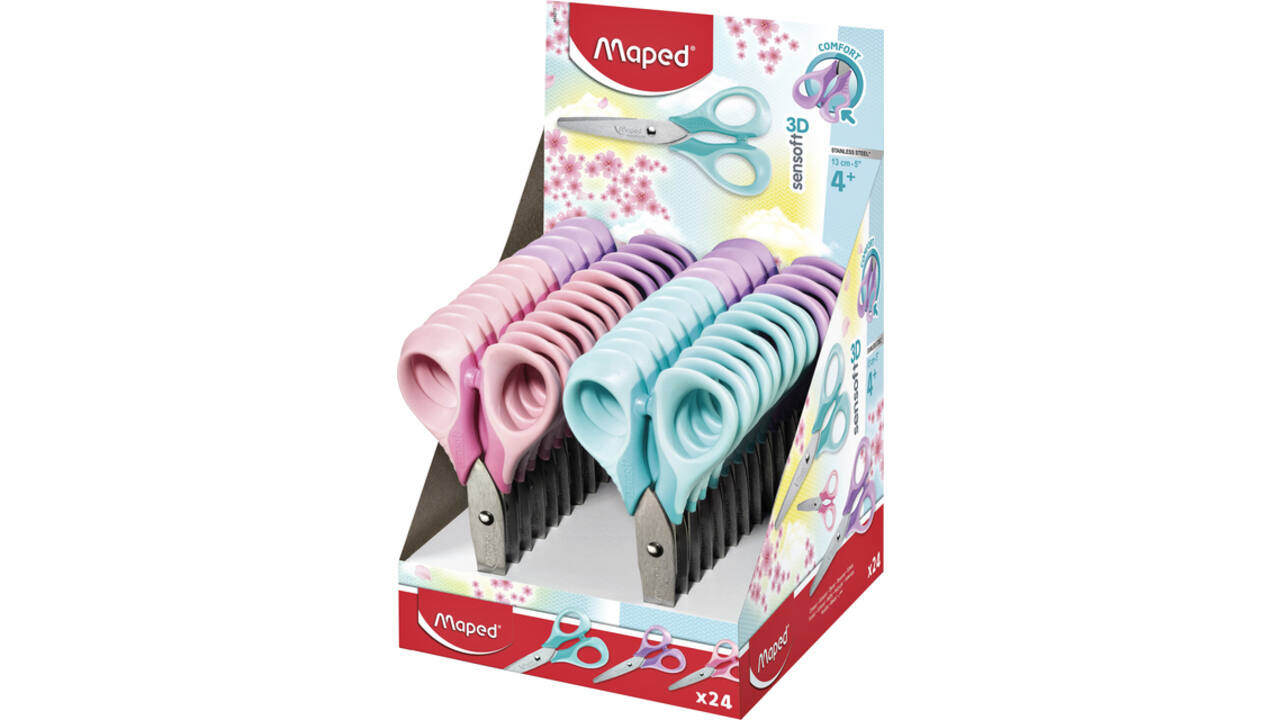 Schaar Maped Sensoft 13cm display á 24 pastel assorti