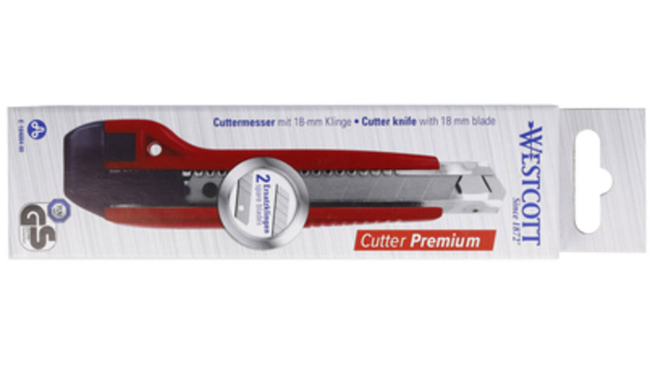 Snijmes Westcott premium 18mm met schuifsluiting rood