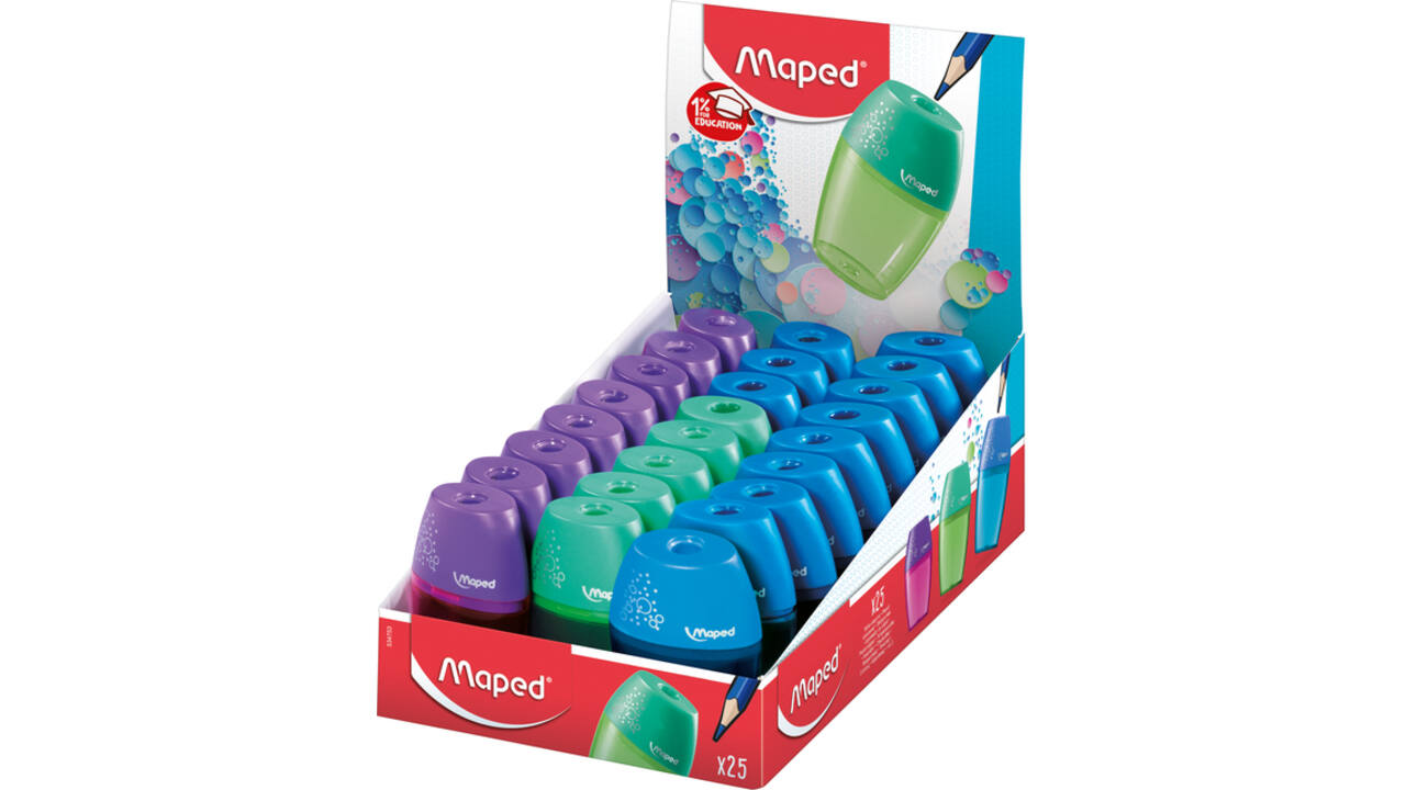 Puntenslijper Maped Shaker 1-gaats display á 25 stuks assorti