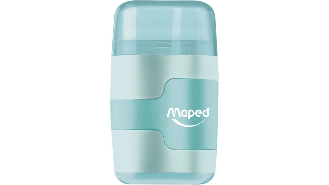Puntenslijper Maped Connect 2gaats met gum display á 20 stuks pastel assorti