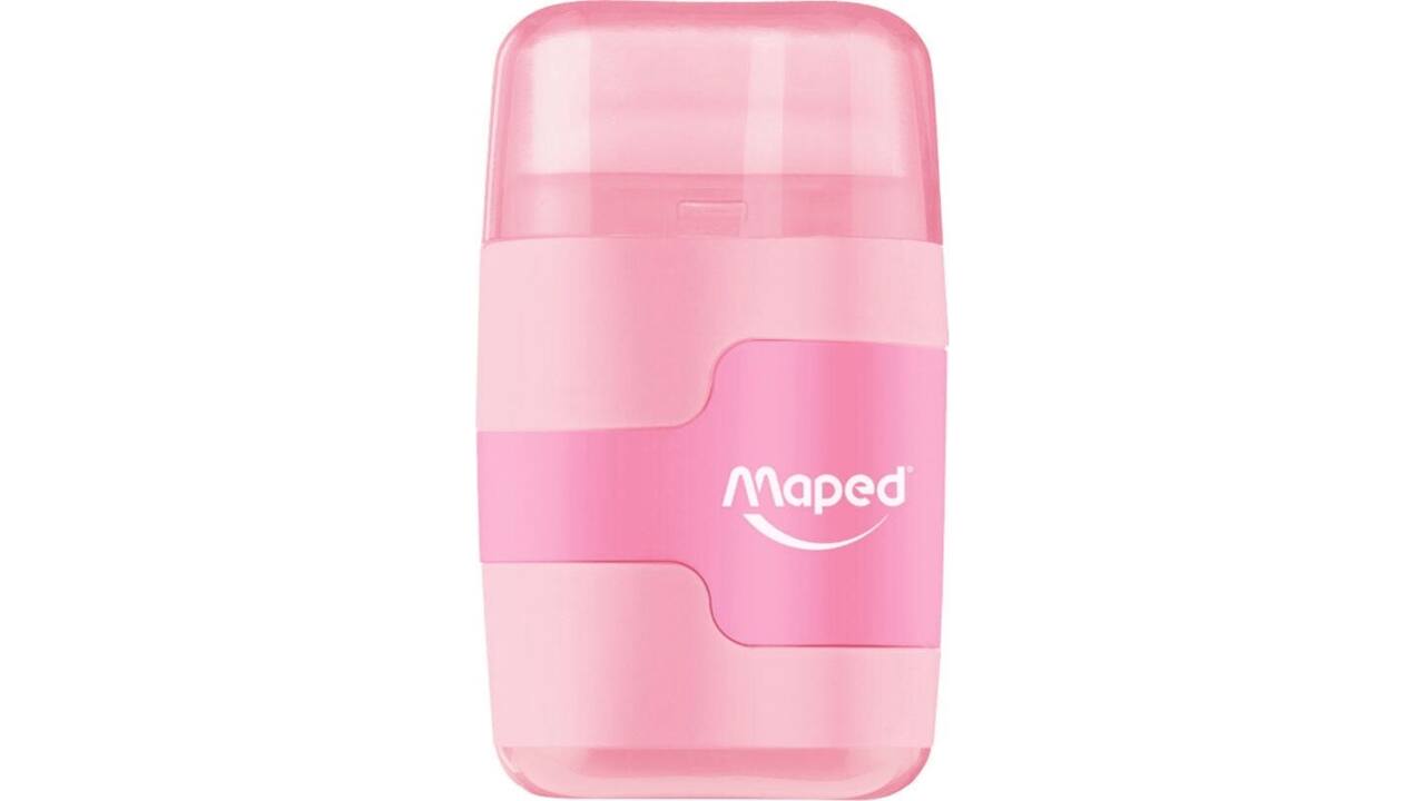 Puntenslijper Maped Connect 2gaats met gum display á 20 stuks pastel assorti
