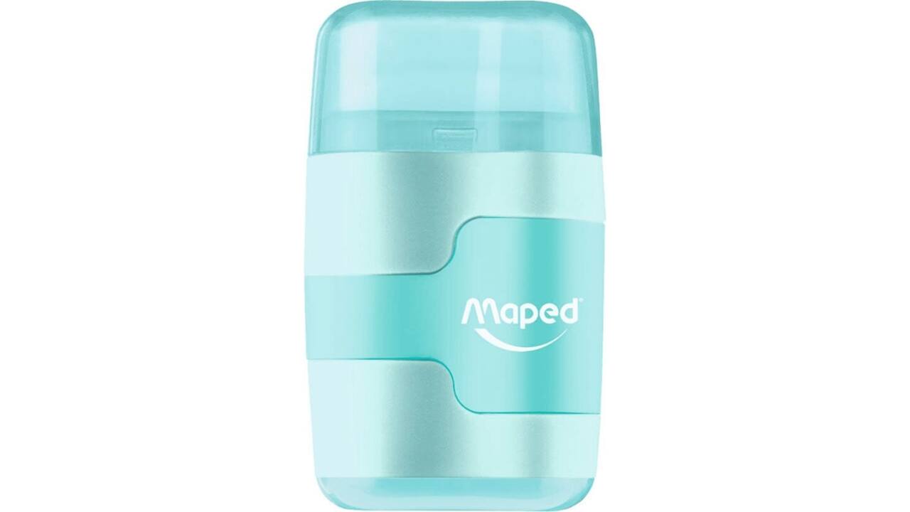Puntenslijper Maped Connect 2gaats met gum display á 20 stuks pastel assorti