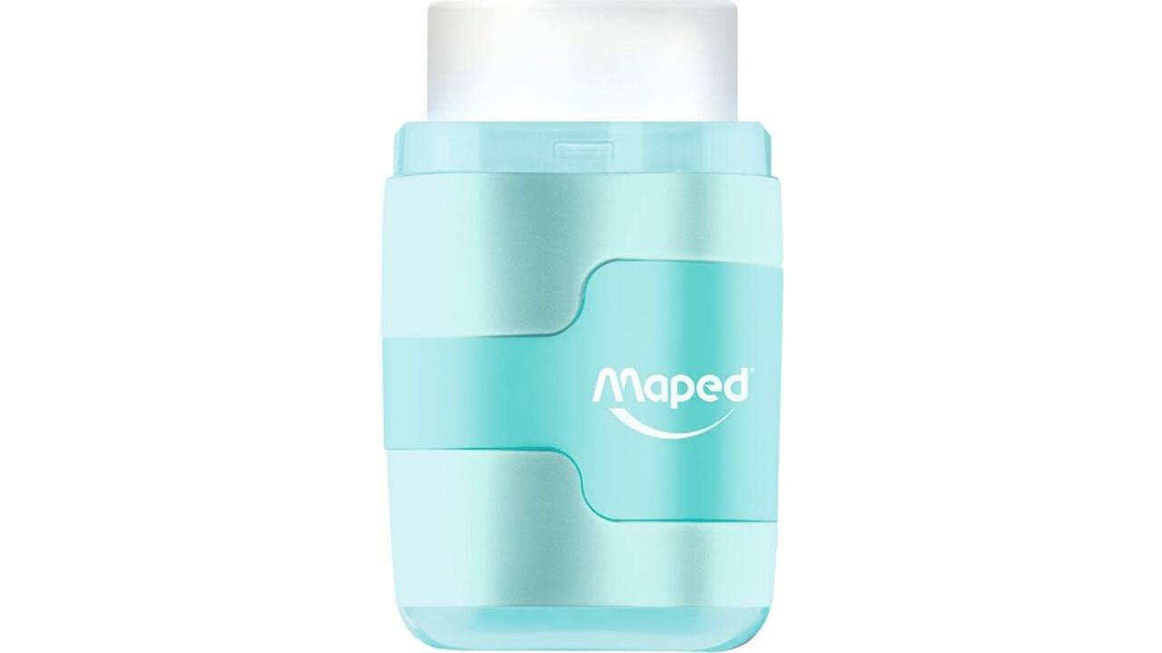 Puntenslijper Maped Connect 2gaats met gum display á 20 stuks pastel assorti