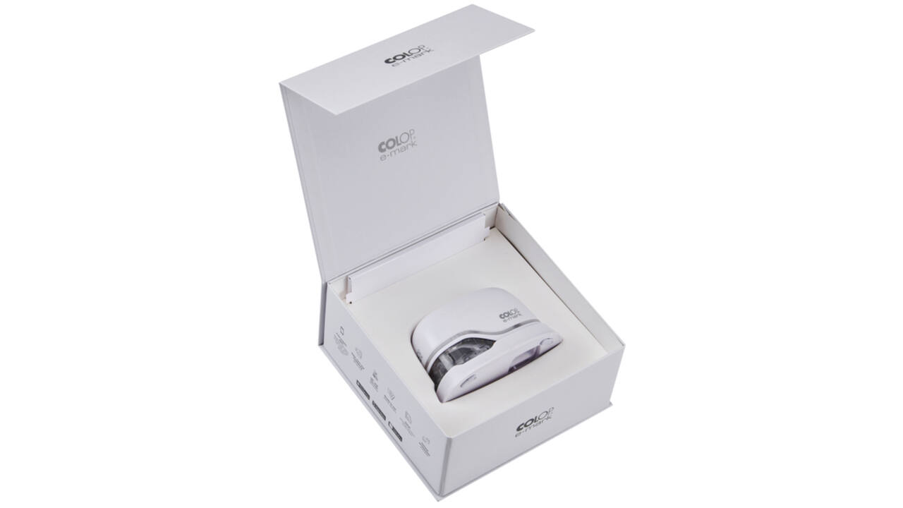 Tekststempel Colop E-Mark wit