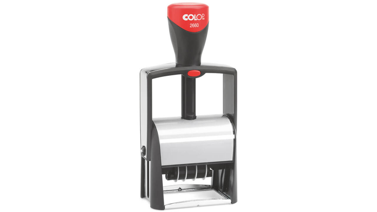Woord-datumstempel Colop 2660 personaliseerbaar 37x58