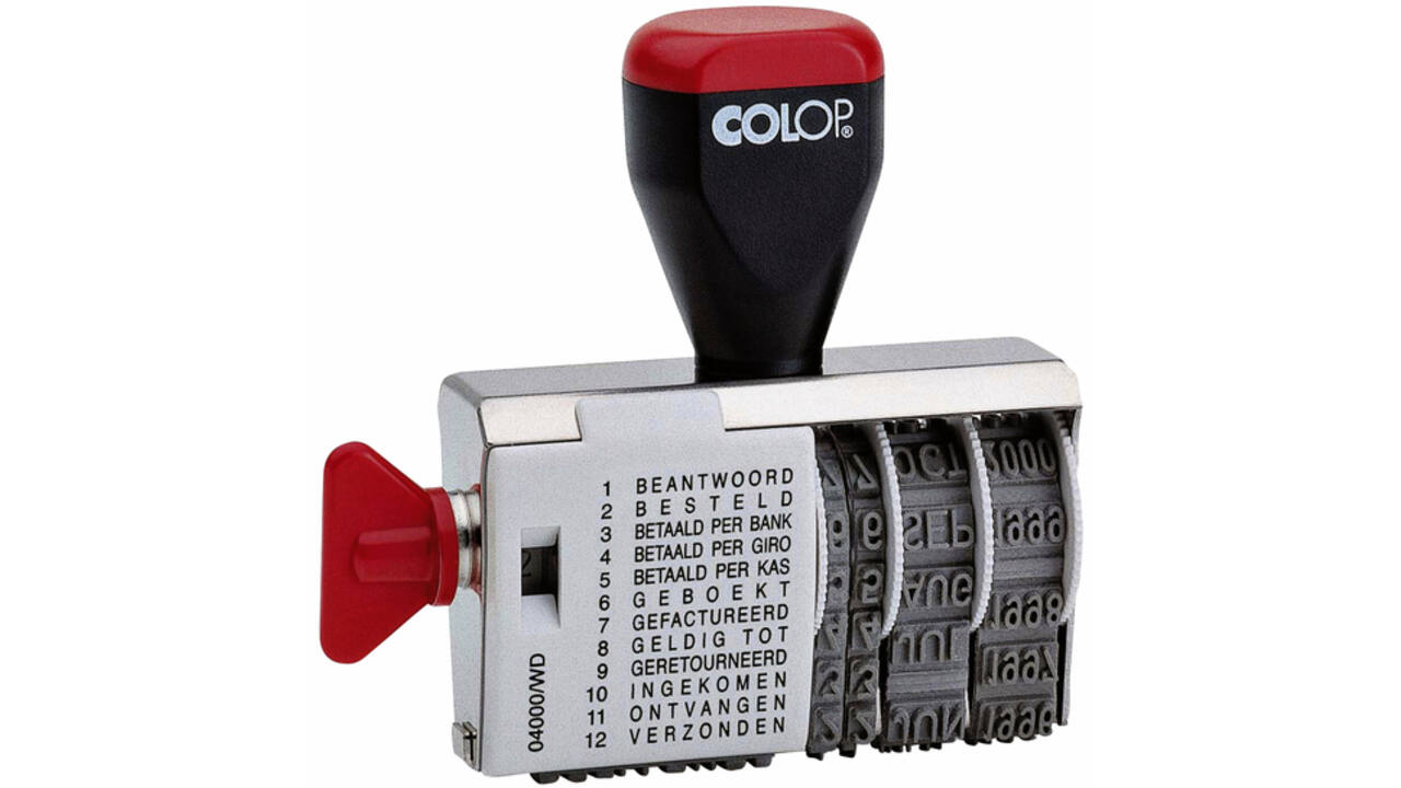 Woord-datumstempel Colop 04000 met 12 teksten