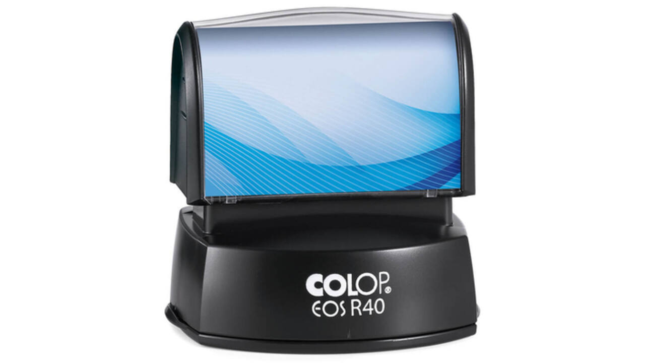 Tekststempel Colop EOS R 40 flashtechnologie met stempelplaat