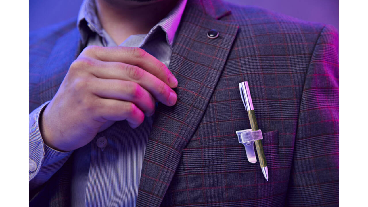 Penhouder Terry clip voor 2 pennen/potloden zilverkleurig