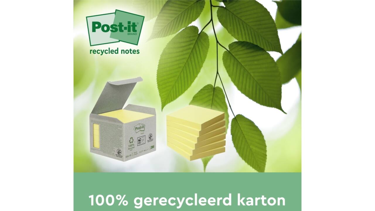 Memoblok Post-it Z-Note R330-1B recycled 76x76mm canary yellow