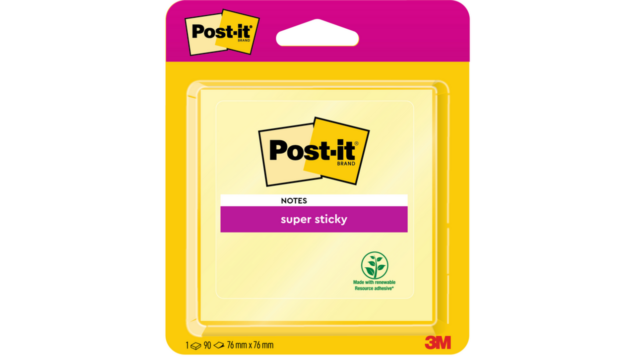 Memoblok Post-it 6920 Super Sticky 76x76mm geel