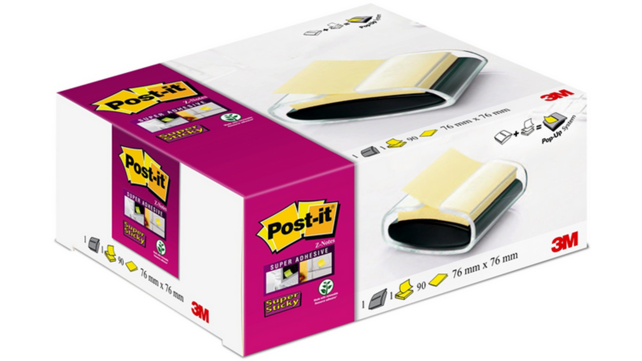 Memoblokdispenser Pro tbv Post-it Z-Notes 76x76mm incl notes transparant zwart