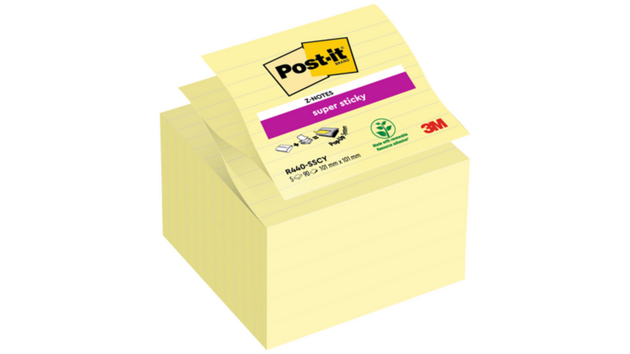 Memoblok Post-it Z-Notes S440 Super Sticky 100x100mm geel