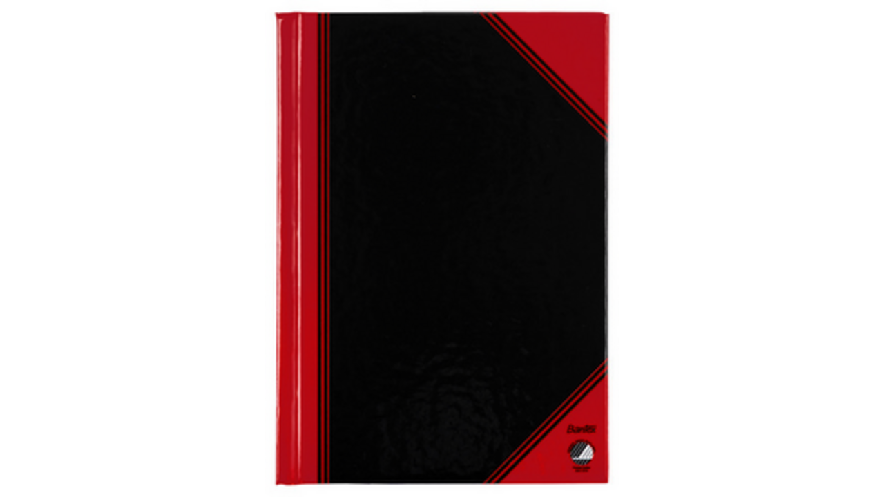 Notitieboek Bantex zwart/rood A6 lijn 70gr 96vel