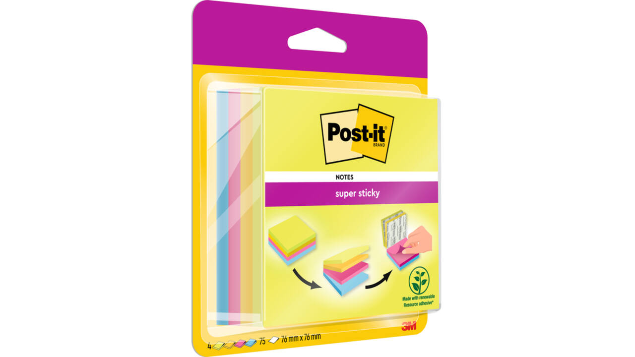 Memoblok Post-it 2014 Super Sticky 76x76mm smart kubus Rio