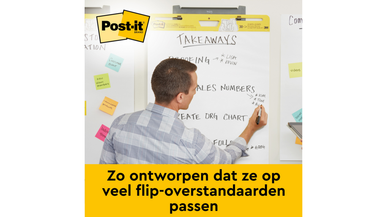 Meeting chart Post-it 563R Super Sticky 50,8x58,4cm met tafelstandaard wit