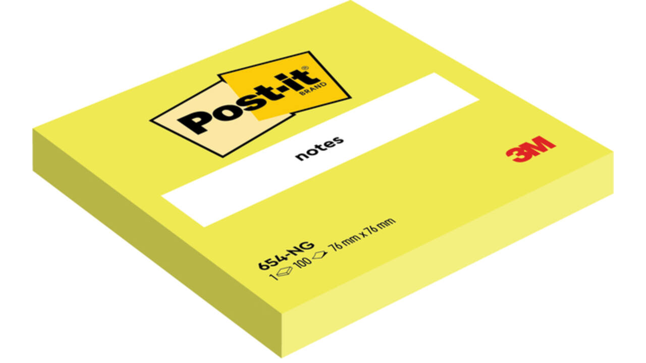 Memoblok Post-it 654 76x76mm neon groen