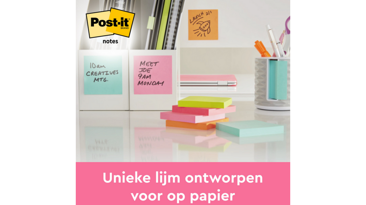 Memoblok Post-it 654 76x76mm neon groen