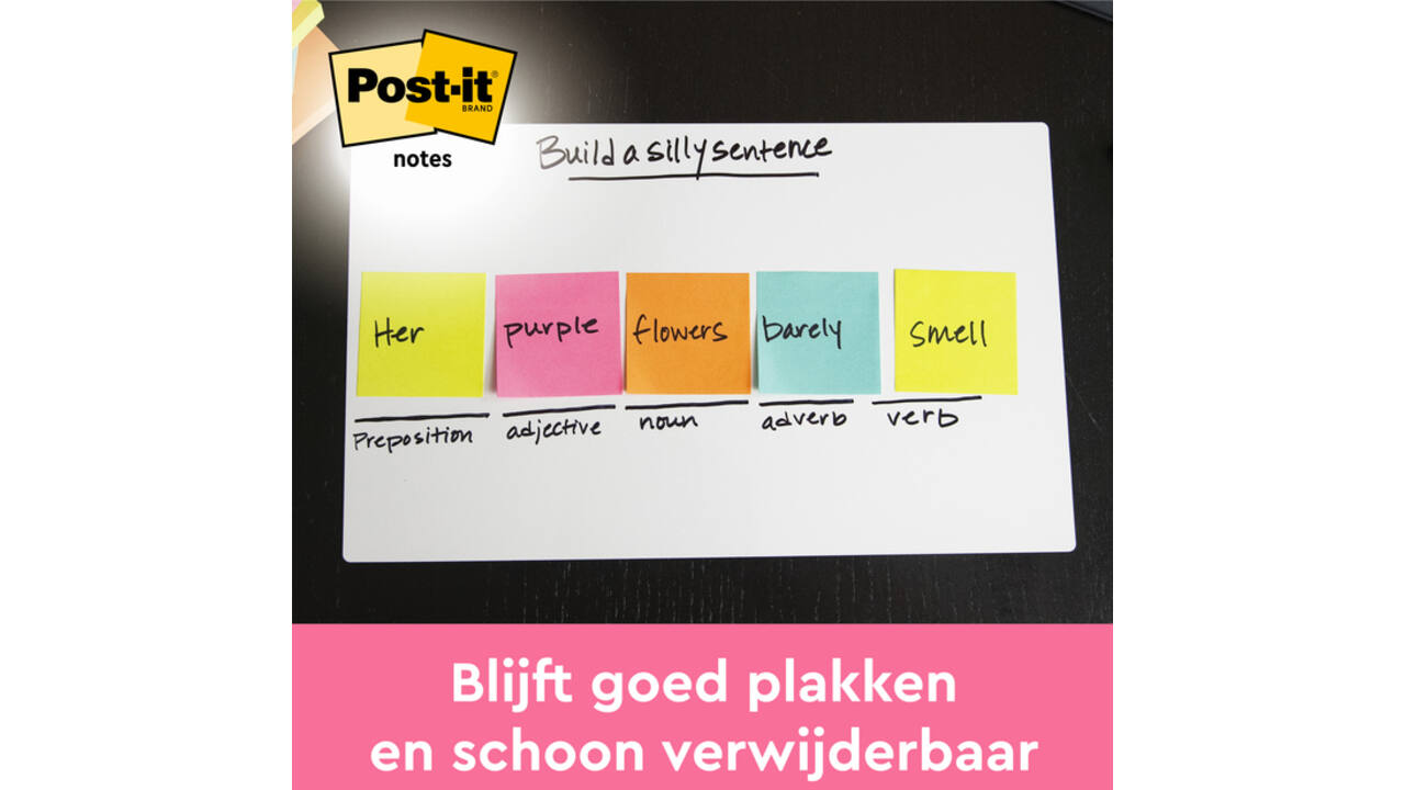 Memoblok Post-it 654 76x76mm neon geel