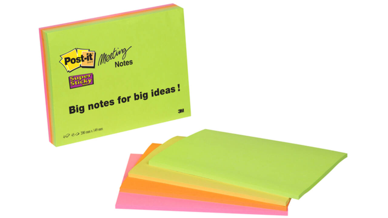 Memoblok Post-it 6845 Super Sticky 203x152mm assorti