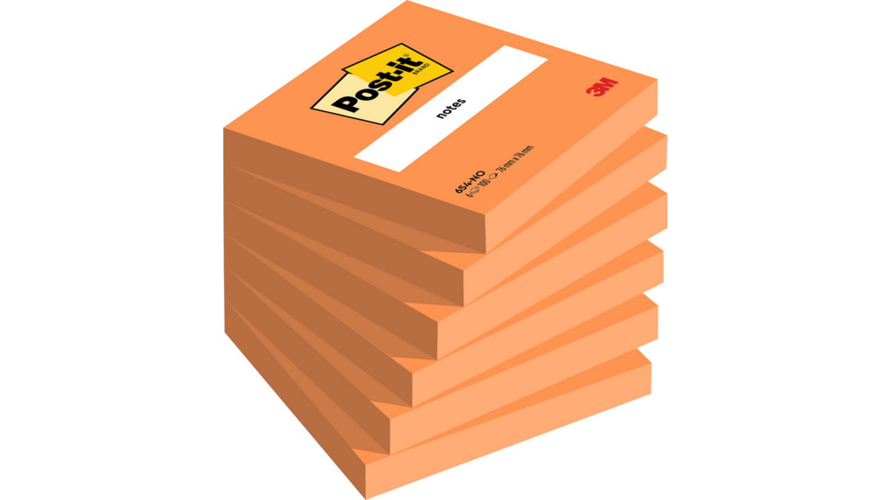 Memoblok Post-it 654 76x76mm oranje