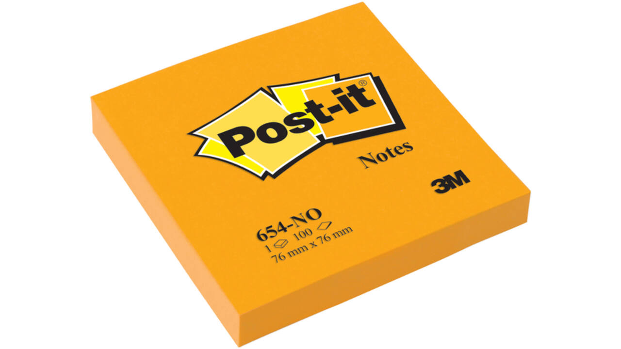 Memoblok Post-it 654 76x76mm oranje