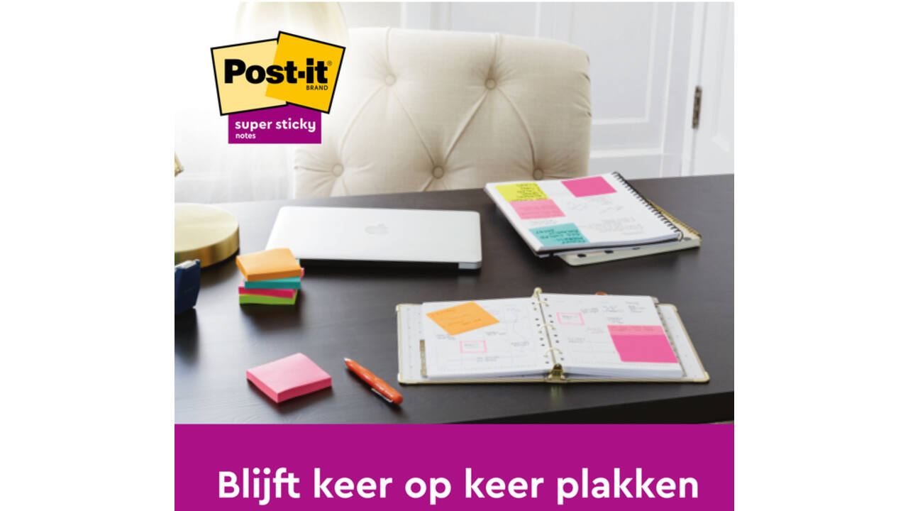 Memoblok Post-it 2028 Super Sticky 76x76mm kubus neon geel