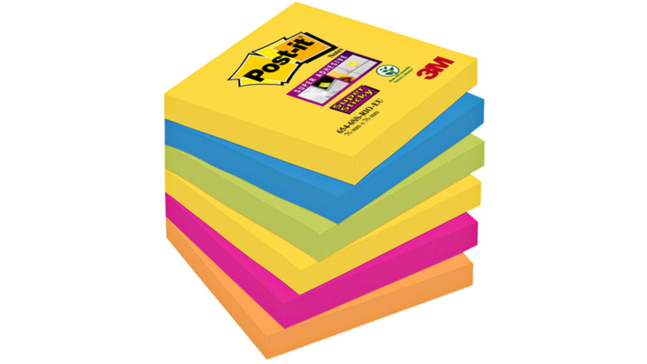Memoblok Post-it 654 Super Sticky 76x76mm Rio