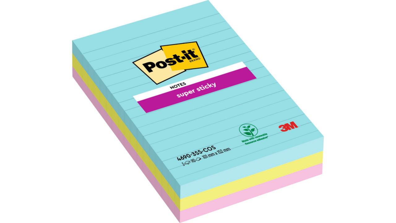 Memoblok Post-it 4690 Super Sticky 101x152mm Miami