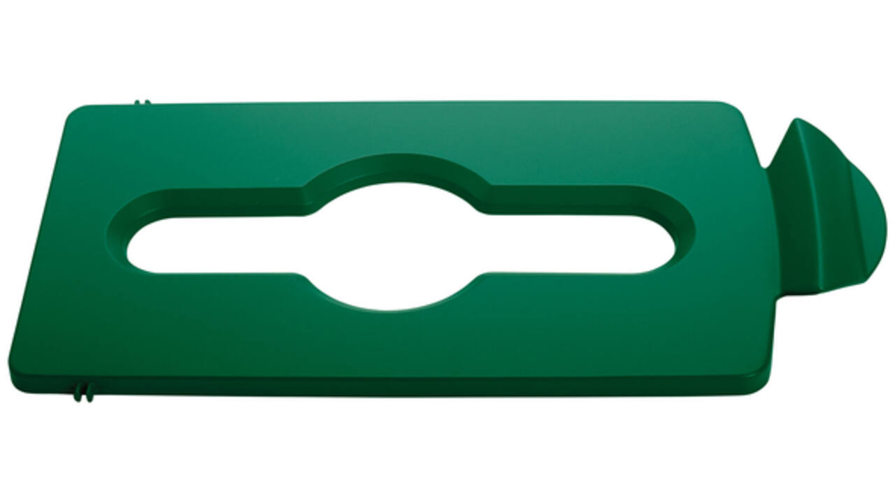 Deksel Rubbermaid Slim Jim Recyclestation inwerpopening voor gemengde recycling groen