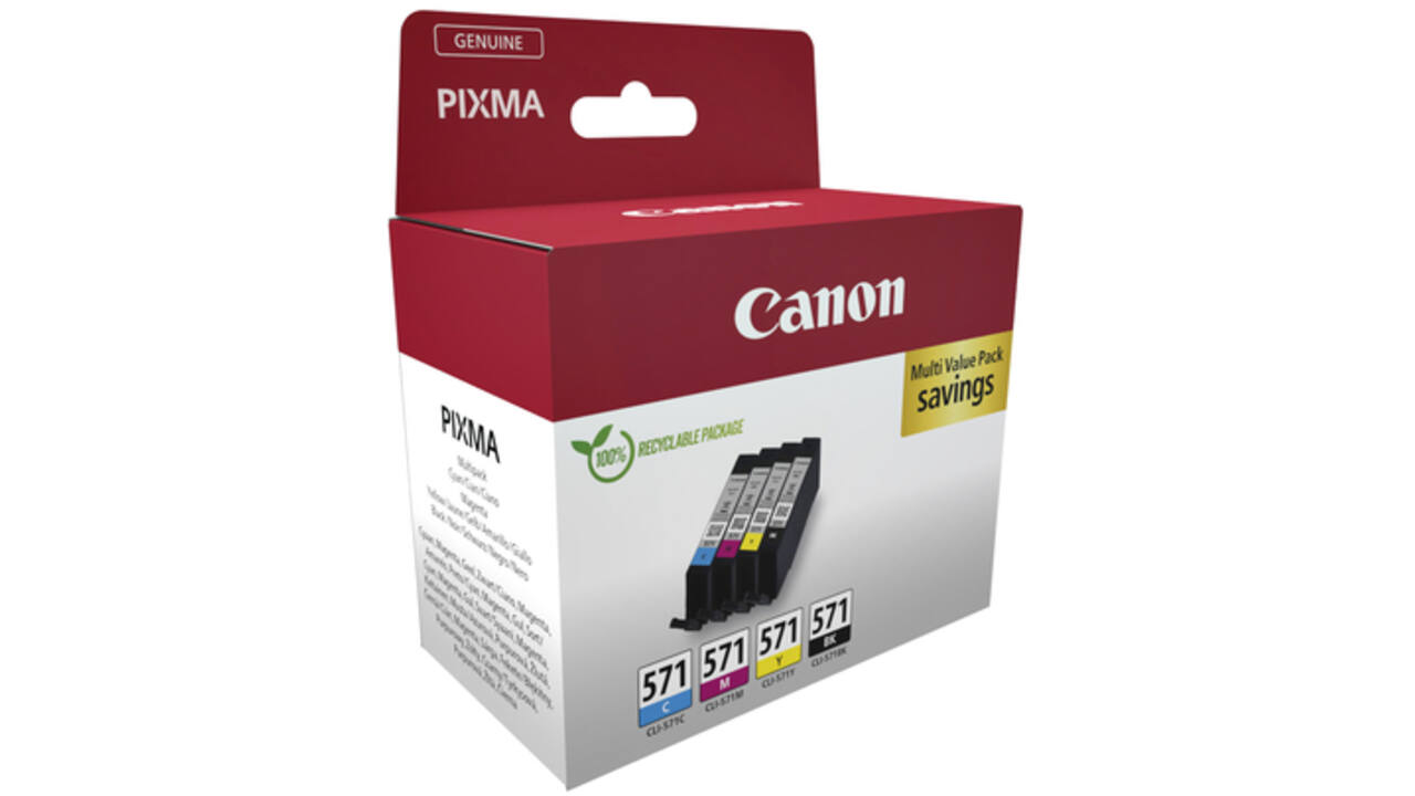 Inktcartridge Canon CLI-571 zwart + 3 kleuren
